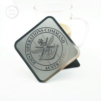 Custom personalized aluminum cup coasters with nonslip flocking square metal cup coaster