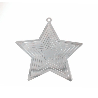 Custom Metal Etched  Star Shape 3d Spinner Christmas Ornament